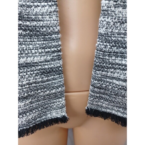 Chicos Sz 1 (M) Black Ivory Open Front Cardigan Jacket Fringed - Picture 4 of 12